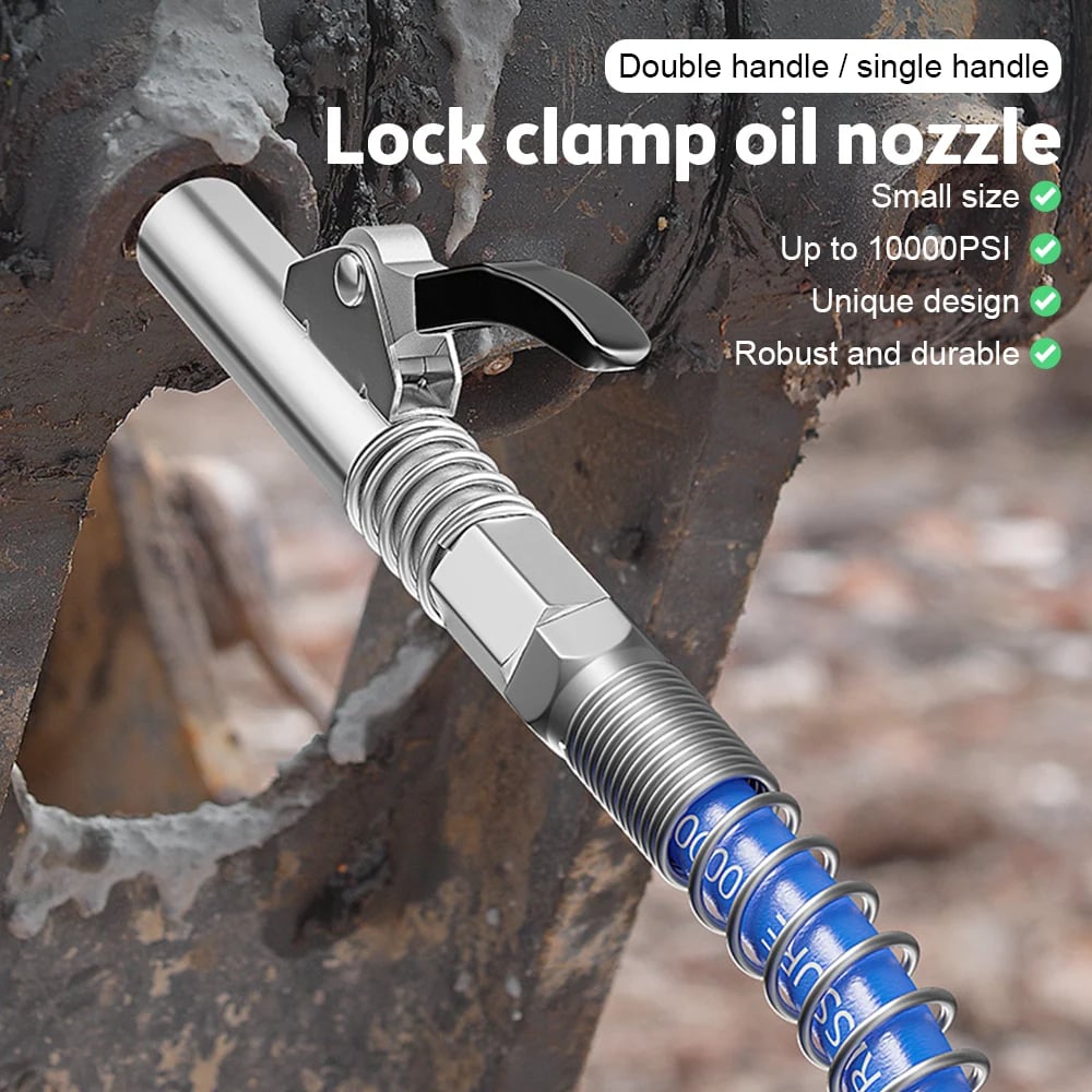 aakip™-🎁2024 New Year Hot Sale🎁Strong Lock on Grease Couplers with Spring Flex Hose