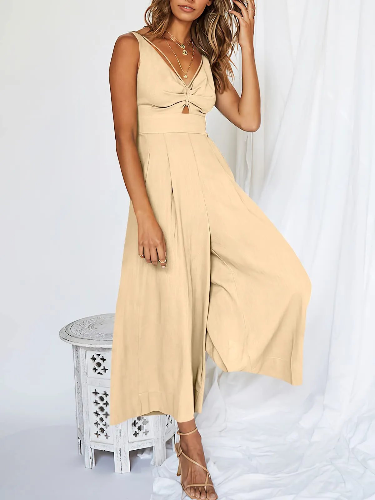 aakip™-V Neck Cutout High-Waist Jumpsuits(Buy 2 free shipping)