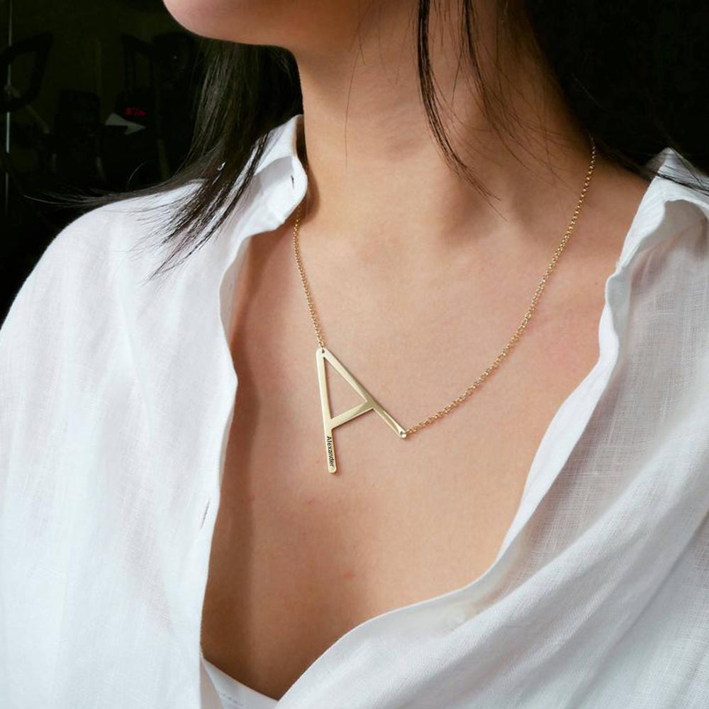 aakip™-Engraved Alphabet A Initial Necklace