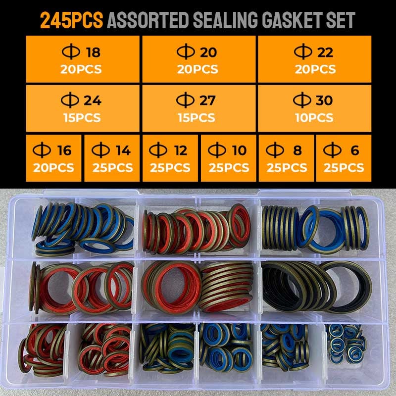 aakip™-100pcs/ 245pcs Assorted Sealing Gasket Set