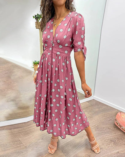aakip™-🔥🌷 Promotion 48% OFF - 💃Deep V-neck polka-dot dress