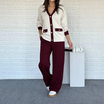 Women's Casual Color Block Two-Piece Set👚👖
