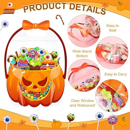 🔥Last Day 50% OFF - Halloween Favor Bags Transparent Pumpkin Sealed Pouches🍬