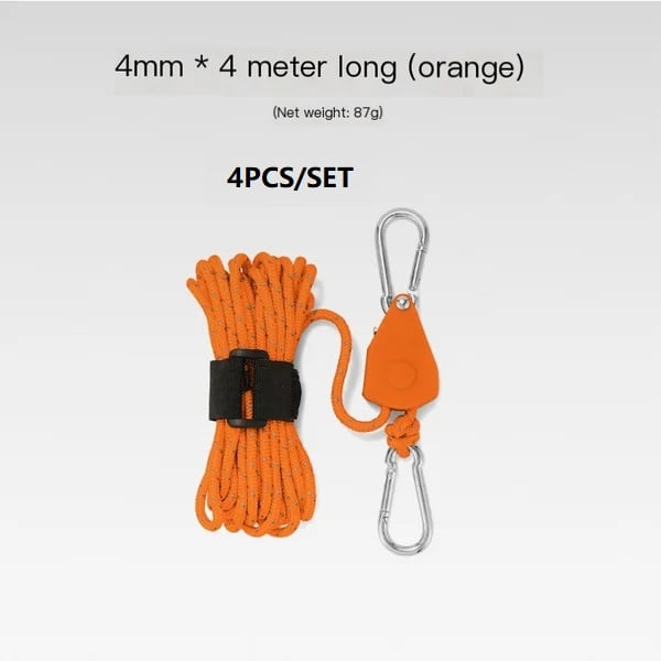 aakip™-Portable Adjustable Fix Tent High Strength Fast Release Pulley Camping Rope(4 Pcs/Set)