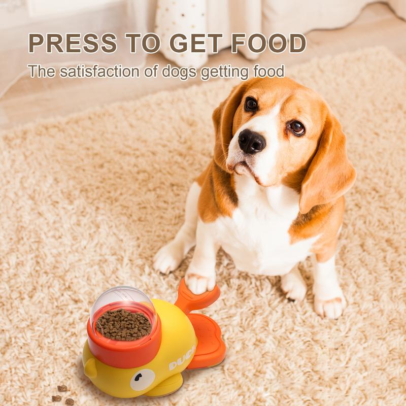 Yellow Duck-Shaped Interactive Dog Feeder