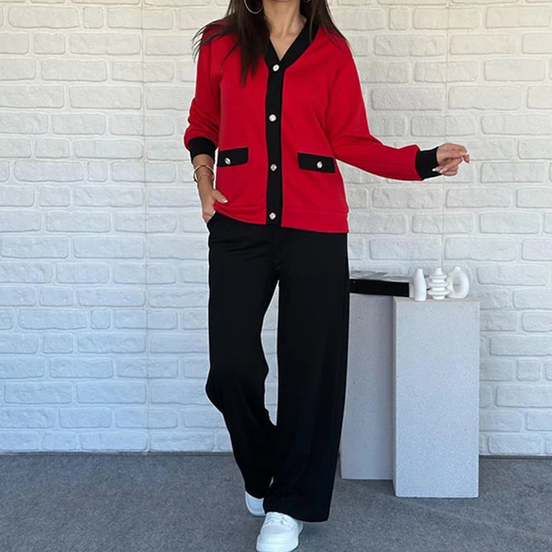 Women's Casual Color Block Two-Piece Set👚👖