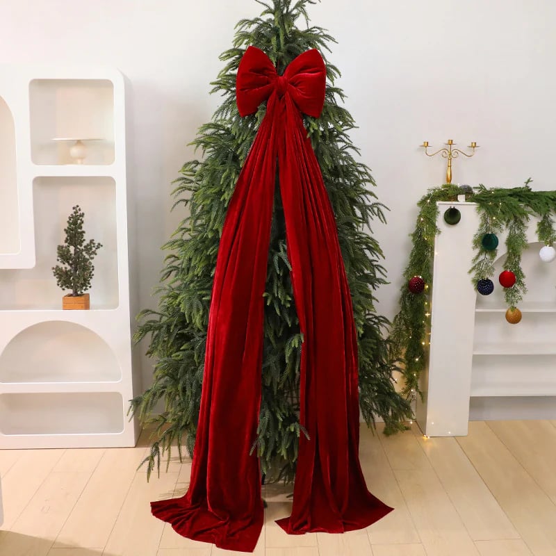 Christmas Bow Ornament with Long Ribbons