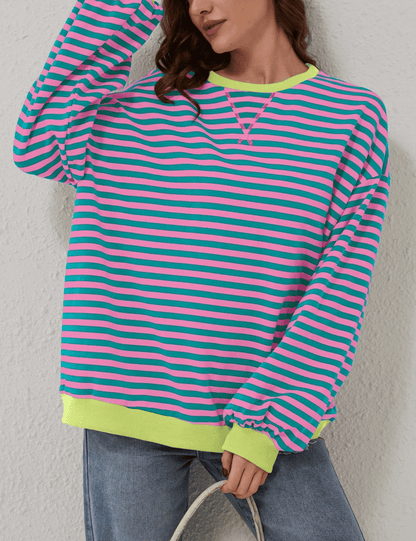aakip™-WOMEN'S OVERSIZED STRIPED LONG SLEEVE PULLOVER (BUY 2 FREE SHIPPING)