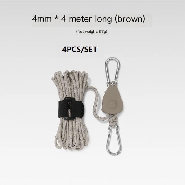 aakip™-Portable Adjustable Fix Tent High Strength Fast Release Pulley Camping Rope(4 Pcs/Set)