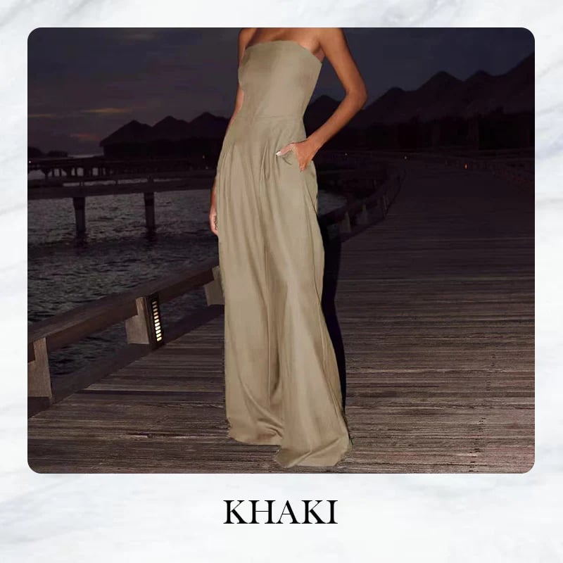 [S-XL]👗Women's Strapless Jumpsuit with Pockets