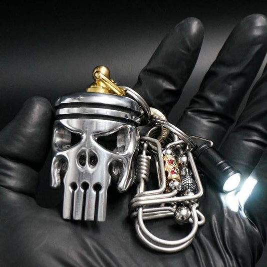 aakip™-💀Piston art skull keychain [pendant/flashlight/bottle opener]