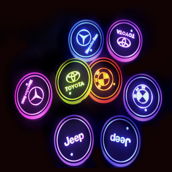 aakip™-Led Car Logo Cup Lights up Holder USB Charging 7 Colors Changing