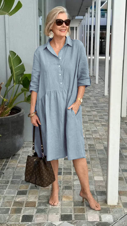 New Women's Cotton linen casual dress