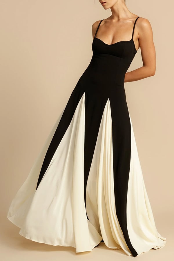 aakip™-Timeless Elegance Panelled Tulle A-line Slip Maxi Dress