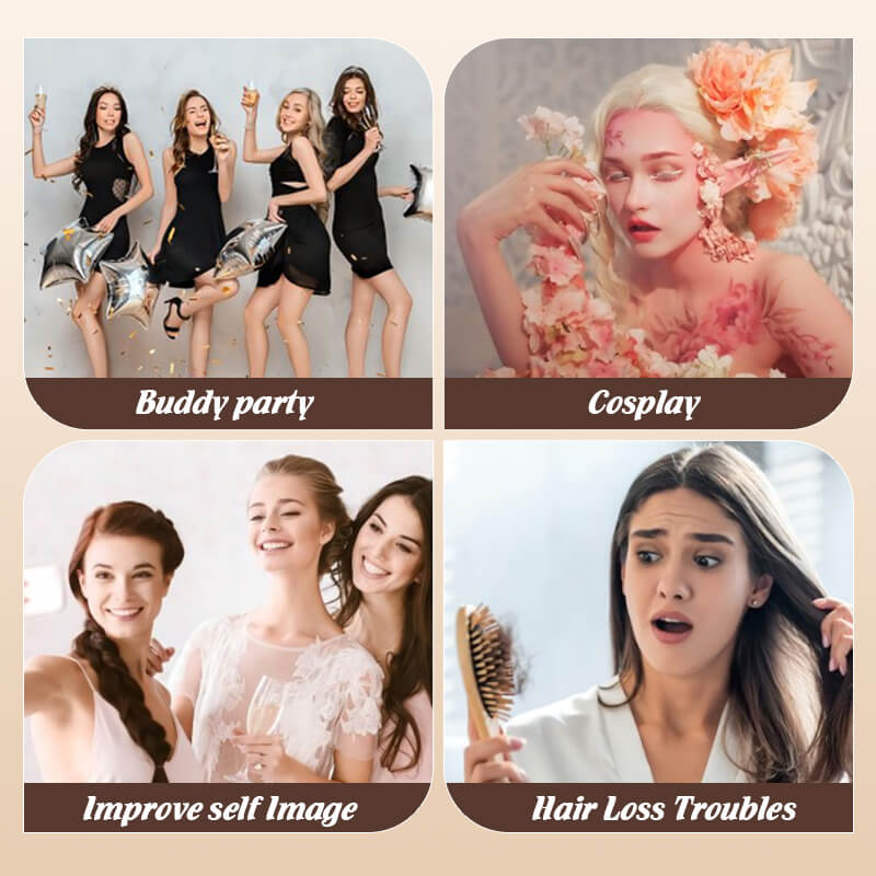 💕Wig long hair Layered bangs wigs