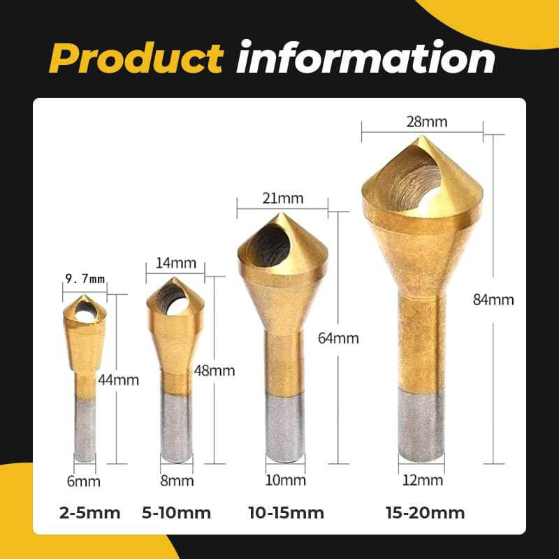 aakip™-🔥Titanium Coated Countersink Chamfer Tool(4 PCS)