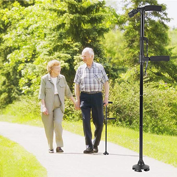 aakip™-HOT SALE -Aluminum alloy with LED light non-slip foldable walking stick