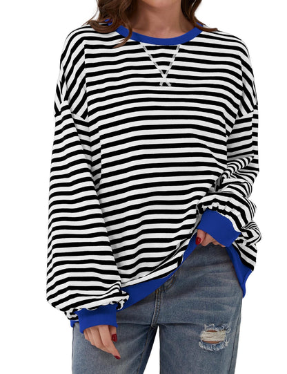 aakip™-WOMEN'S OVERSIZED STRIPED LONG SLEEVE PULLOVER (BUY 2 FREE SHIPPING)