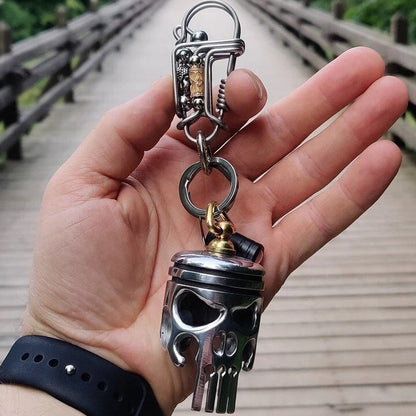 aakip™-💀Piston art skull keychain [pendant/flashlight/bottle opener]