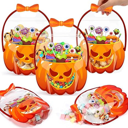 🔥Last Day 50% OFF - Halloween Favor Bags Transparent Pumpkin Sealed Pouches🍬