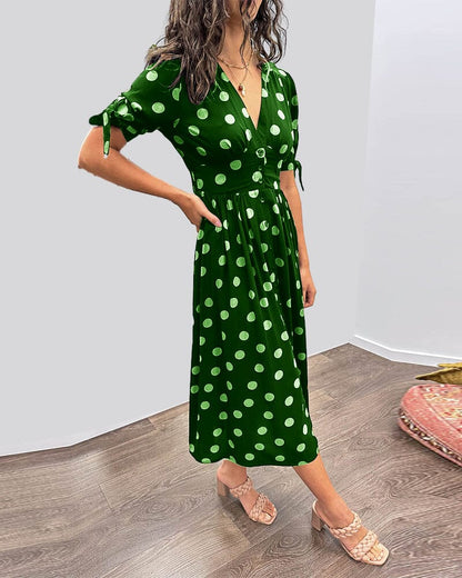 aakip™-🔥🌷 Promotion 48% OFF - 💃Deep V-neck polka-dot dress