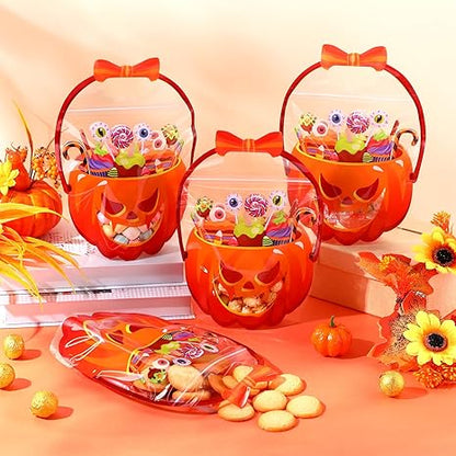 🔥Last Day 50% OFF - Halloween Favor Bags Transparent Pumpkin Sealed Pouches🍬