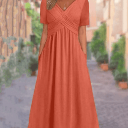 🍀SALE 49% OFF🍀Women’s V-Neck Short Sleeve Long Dresses