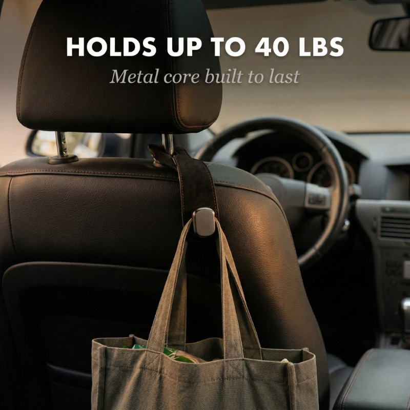 Alcantara Suede Dual Hook & Phone Holder for Car Headrest + 50% OFF