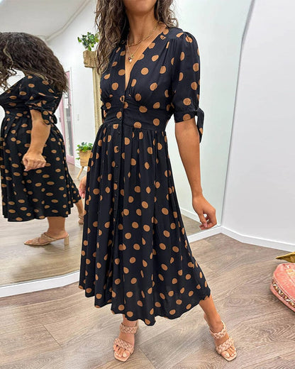aakip™-🔥🌷 Promotion 48% OFF - 💃Deep V-neck polka-dot dress