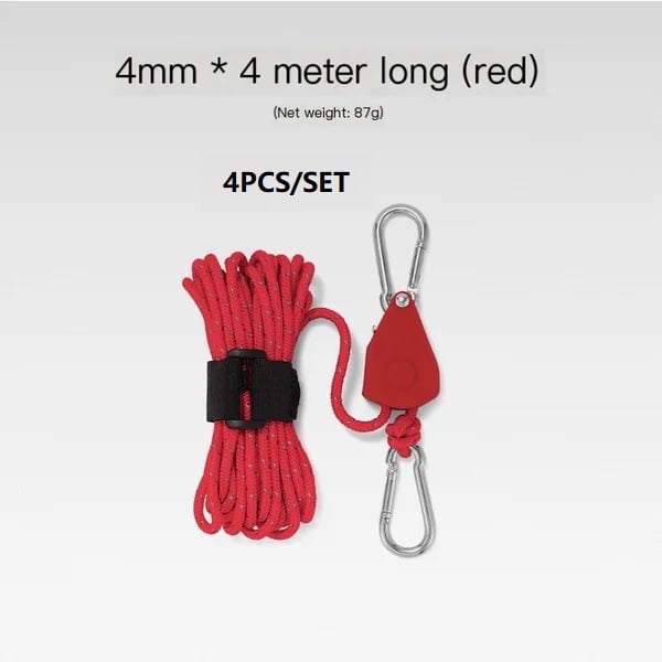 aakip™-Portable Adjustable Fix Tent High Strength Fast Release Pulley Camping Rope(4 Pcs/Set)