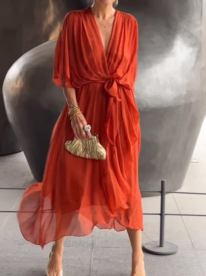 Stylish and elegant V-neck maxi dress
