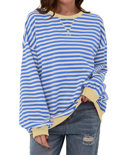 aakip™-WOMEN'S OVERSIZED STRIPED LONG SLEEVE PULLOVER (BUY 2 FREE SHIPPING)
