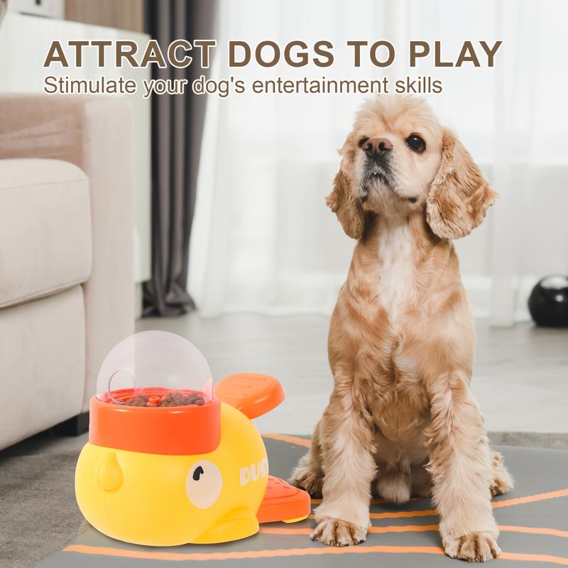 Yellow Duck-Shaped Interactive Dog Feeder