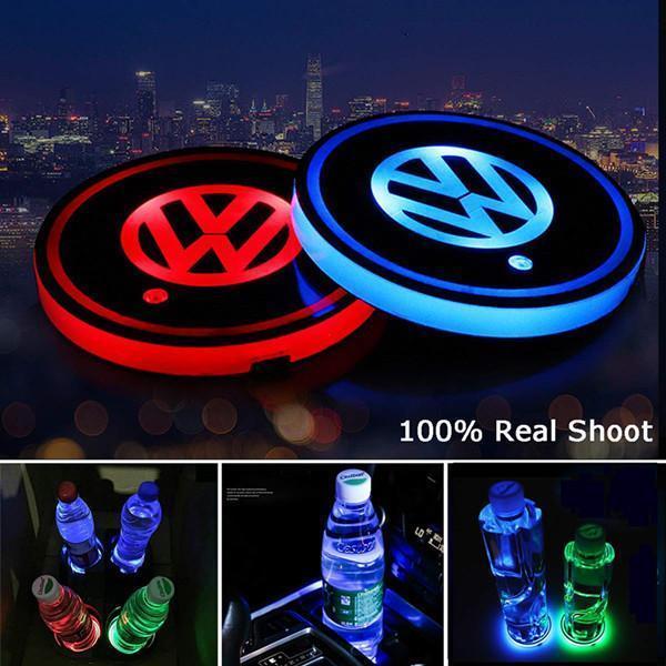 aakip™-Led Car Logo Cup Lights up Holder USB Charging 7 Colors Changing