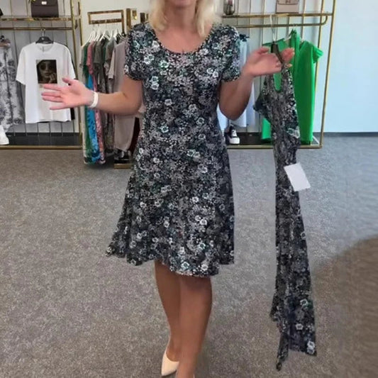 💖Women's Casual Scoop Neck Floral-Print Dress