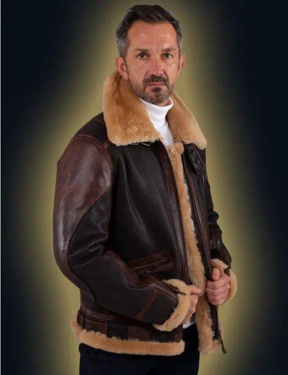 Pilot leather jacket-made of sheepskin {Free Shipping! ! }