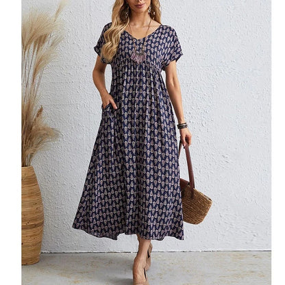 aakip™-🌸2024 NEW Vintage Comfortable Cotton Linen V-neck dress