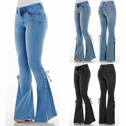 aakip™-70S HIP HUGGER BELL BOTTOMS STRETCHY JEANS