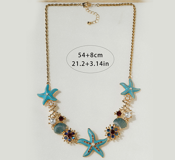 aakip™-Beach Shell Starfish Coral Necklace & Bracelet & Earrings