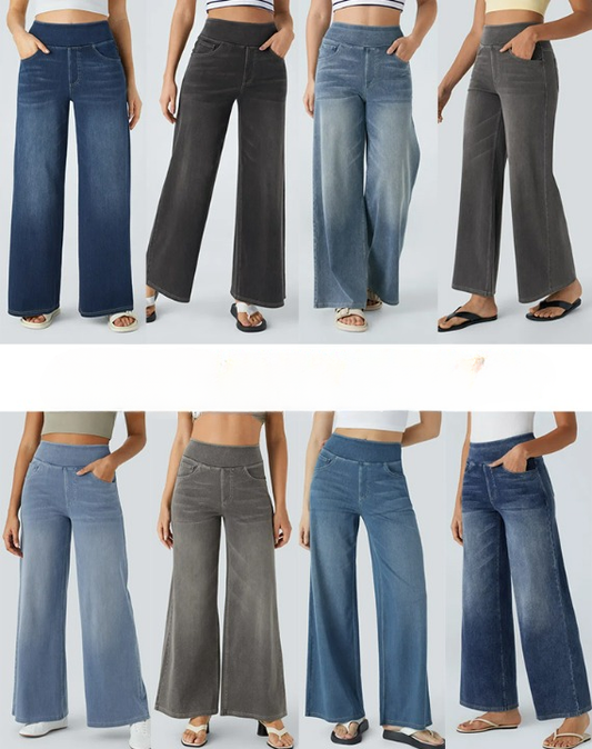 aakip™-Quinn Super Stretch High-Waisted Wide Leg Jeans