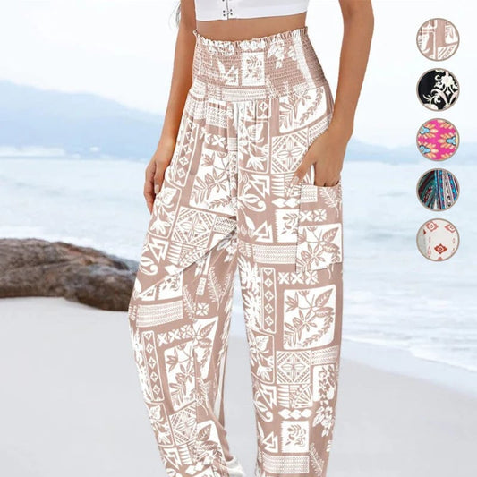 🌸Women's Casual Printed Wide Leg Pants with Pockets