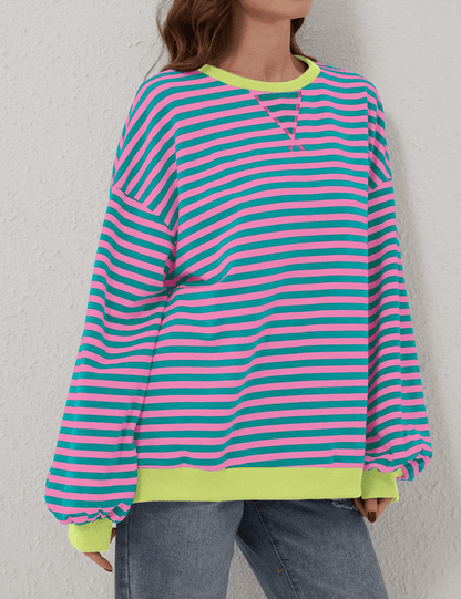 aakip™-WOMEN'S OVERSIZED STRIPED LONG SLEEVE PULLOVER (BUY 2 FREE SHIPPING)