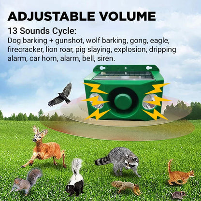 High volume solar warning lights to deter predators