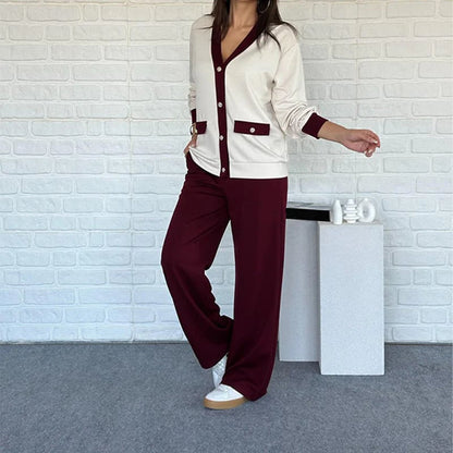 Women's Casual Color Block Two-Piece Set👚👖