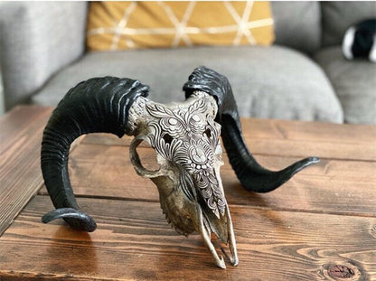 aakip™-Carved Ram Skull