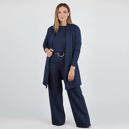 ⏳Weekend Special⏰Elegant 3-piece Set Including Long Cardigan, Top and Pants💞