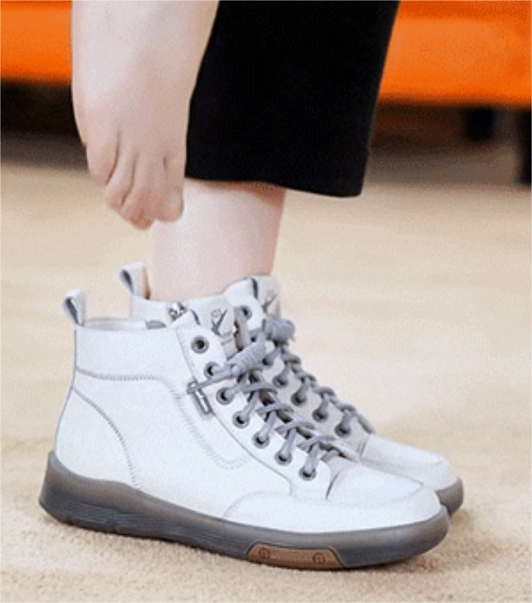 Trendy Leather Soft Sole High Top Shoes for Women