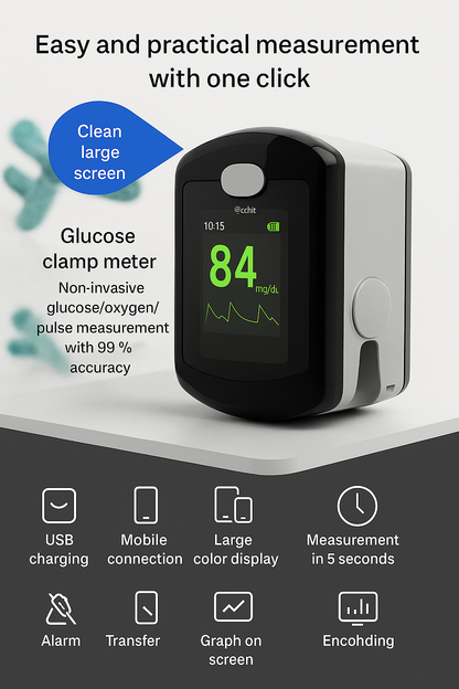Non-Invasive Blood Glucose Monitor — 5-Second Readout | 99% Accuracy 8-1