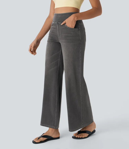 aakip™-Quinn Super Stretch High-Waisted Wide Leg Jeans