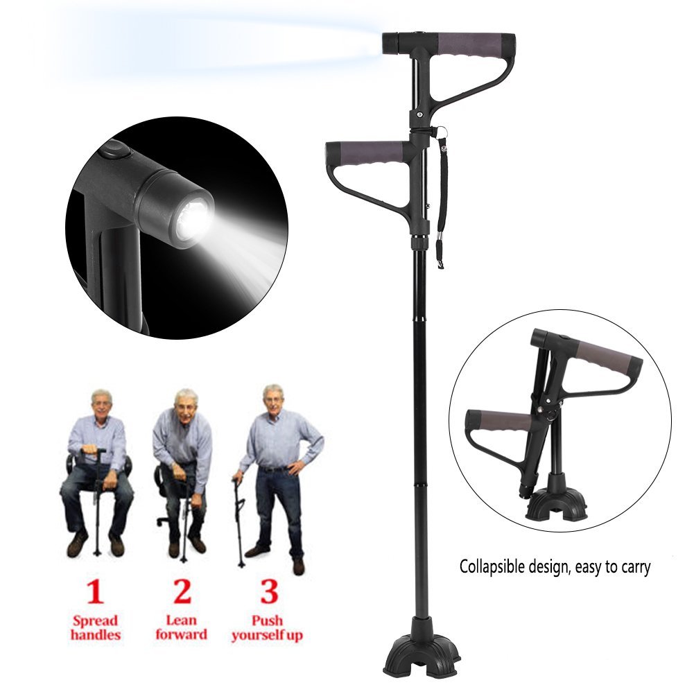 aakip™-HOT SALE -Aluminum alloy with LED light non-slip foldable walking stick